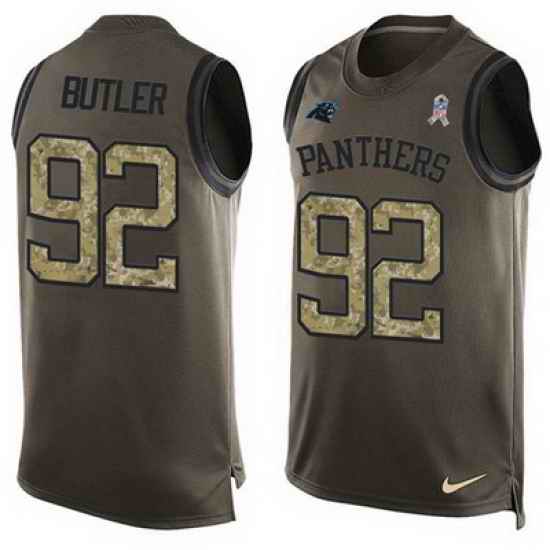 Nike Panthers #92 Vernon Butler Green Mens Stitched NFL Limited Salute To Service Tank Top Jersey